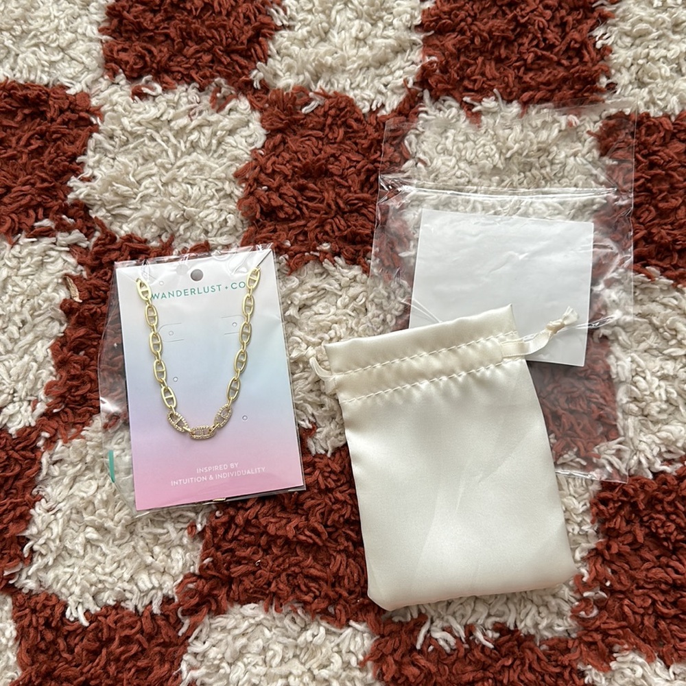 NWT • wanderlust + co • multi link anchor chain necklace